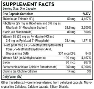 THORNE Stress B-Complex - Vitamins B2, B6, B12, and Folate in Highly-Absorbable and Active Forms - Extra Vitamin B5 for Adrenal Support, Stress Management and Immune Function* - 60 Capsules