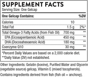 THORNE Omega-3 with CoQ10 - Omega-3 Fatty Acids Supplement with CoQ10 - EPA and DHA - 90 Gelcaps