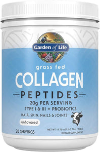 Garden of Life Grass Fed Collagen Peptides Powder Unflavored Collagen Powder for Women Men Hair Skin Nails Joints, Hydrolyzed Collagen Protein Supplements, Collagen for Women & Men, 28 Servings
