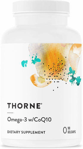 THORNE Omega-3 with CoQ10 - Omega-3 Fatty Acids Supplement with CoQ10 - EPA and DHA - 90 Gelcaps