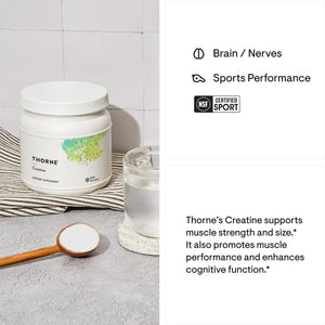 THORNE - Creatine - Creatine Monohydrate, Amino Acid Powder - Support Muscles, Cellular Energy and Cognitive Function* - Gluten-Free, Keto - NSF Certified for Sport - 16 Oz - 90 Servings