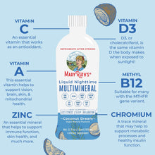 Load image into Gallery viewer, MaryRuth Organics Nighttime Liquid Multimineral Supplement | Sugar Free | Natural Sleep Support for Adults &amp; Kids | Magnesium, Calcium &amp; MSM | Coconut Flavor | Vegan | Gluten Free | 32 Servings