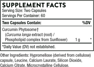 THORNE Curcumin Phytosome 1000 mg (Meriva) - Clinically Studied, High Absorption - Supports Health in Joints, Muscles, GI Tract, Liver, and Brain* - 120 Capsules - 60 Servings