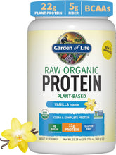 Load image into Gallery viewer, Vegan Protein Powder - Vanilla Organic Protein Powder, 22g Plant Based Protein &amp; BCAAs, Probiotics &amp; Digestive Enzymes - Garden of Life, Gluten &amp; Lactose Free 1.5 LB