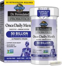 Load image into Gallery viewer, Garden of Life Probiotics for Men Dr Formulated 50 Billion CFU 15 Probiotics for Digestive Health + Organic Prebiotic Fiber for Colon &amp; Immune Support, Daily Gas Relief, Shelf Stable, 30 Capsules