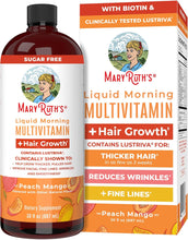 Load image into Gallery viewer, MaryRuth&#39;s Liquid Multivitamin + Hair Growth | Biotin 10000mcg | Lustriva Hair Growth Supplement | Clinically Tested in Women for Thicker Hair &amp; Facial Wrinkle | Skin Care | Ages 18+ | 30 Fl Oz