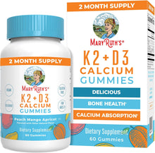 Load image into Gallery viewer, MaryRuth Organics Calcium with Vitamin D &amp; Vitamin K2, 2 Month Supply, Calcium Supplement Supports Bone Health &amp; Joint Support, with Vitamins D3 K2 Gummies, Vegan, Non-GMO, Gluten Free, 60 Count