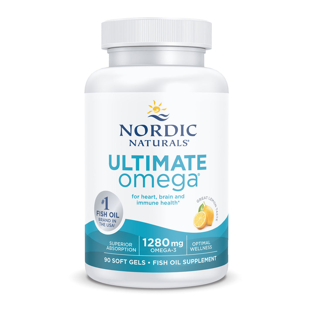 Nordic Naturals Ultimate Omega, Lemon Flavor - 1280 mg Omega-3-90 Soft Gels - High-Potency Omega-3 Fish Oil Supplement with EPA & DHA - Promotes Brain & Heart Health - Non-GMO - 45 Servings