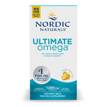 Load image into Gallery viewer, Nordic Naturals Ultimate Omega, Lemon Flavor - 1280 mg Omega-3-120 Soft Gels - High-Potency Omega-3 Fish Oil Supplement with EPA &amp; DHA - Promotes Brain &amp; Heart Health - Non-GMO - 60 Servings
