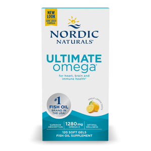Nordic Naturals Ultimate Omega, Lemon Flavor - 1280 mg Omega-3-120 Soft Gels - High-Potency Omega-3 Fish Oil Supplement with EPA & DHA - Promotes Brain & Heart Health - Non-GMO - 60 Servings