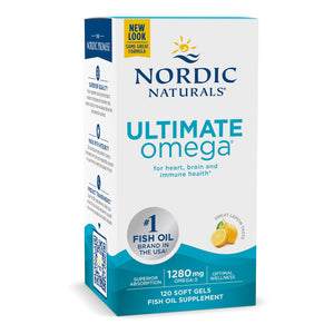 Nordic Naturals Ultimate Omega, Lemon Flavor - 1280 mg Omega-3-120 Soft Gels - High-Potency Omega-3 Fish Oil Supplement with EPA & DHA - Promotes Brain & Heart Health - Non-GMO - 60 Servings
