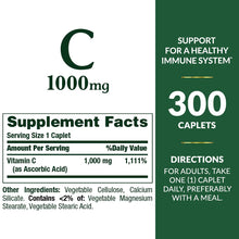 Load image into Gallery viewer, Nature&#39;s Bounty Vitamin C Caplets, 1000 mg Vitamin C Supplement, 300 Count