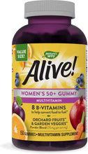 Load image into Gallery viewer, Nature’s Way Alive! Women’s 50+ Gummy Multivitamins, Vitamins &amp; Minerals, Supports Healthy Aging*, Vegetarian, Mixed Berry Flavored, 150 Gummies