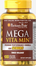 Load image into Gallery viewer, Puritan&#39;s Pride Mega Vita Min Multivitamin for Seniors Timed Release with Zinc-100 Coated Caplets