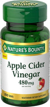 Load image into Gallery viewer, Nature’s Bounty Apple Cider Vinegar 480mg Pills, Vegetarian Supplement Plant Based, 200 Tablets