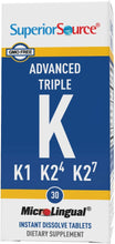 Load image into Gallery viewer, Superior Source Triple K, 3-in-1 Formula, MK-4 500 mcg, MK-7 50 mcg, K1 500 mcg, Quick Dissolve Sublingual Tablets, 30 Count, Healthy Bones and Arteries, Immune &amp; Cardiovascular Support, Non-GMO