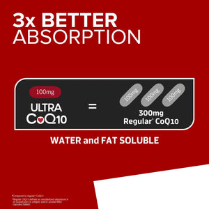 Qunol Ultra CoQ10 100mg, 3x Better Absorption, Patented Water and Fat Soluble Natural Supplement Form of Coenzyme Q10, Antioxidant for Heart Health, 120 Count Softgels