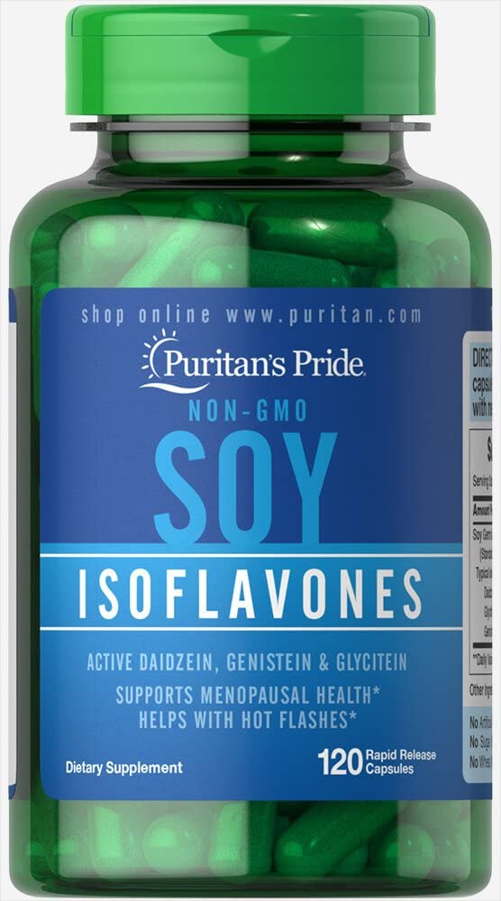 Non-GMO Soy Isoflavones 750 Mg, May Help with hot Flashes in menopausal Women*, 120 ct, by Puritan's Pride