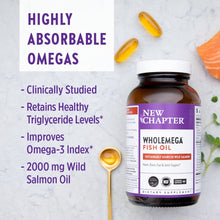 Load image into Gallery viewer, New Chapter Wholemega Fish Oil Supplement Softgels, Wild Alaskan Salmon Oil with Omega-3 + Astaxanthin + Sustainably Caught, 180 Count