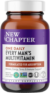 New Chapter Men's Multivitamin, Every Man's One Daily, Fermented with Probiotics + Selenium + B Vitamins + Vitamin D3 + Organic Non-GMO Ingredients - 72 Count
