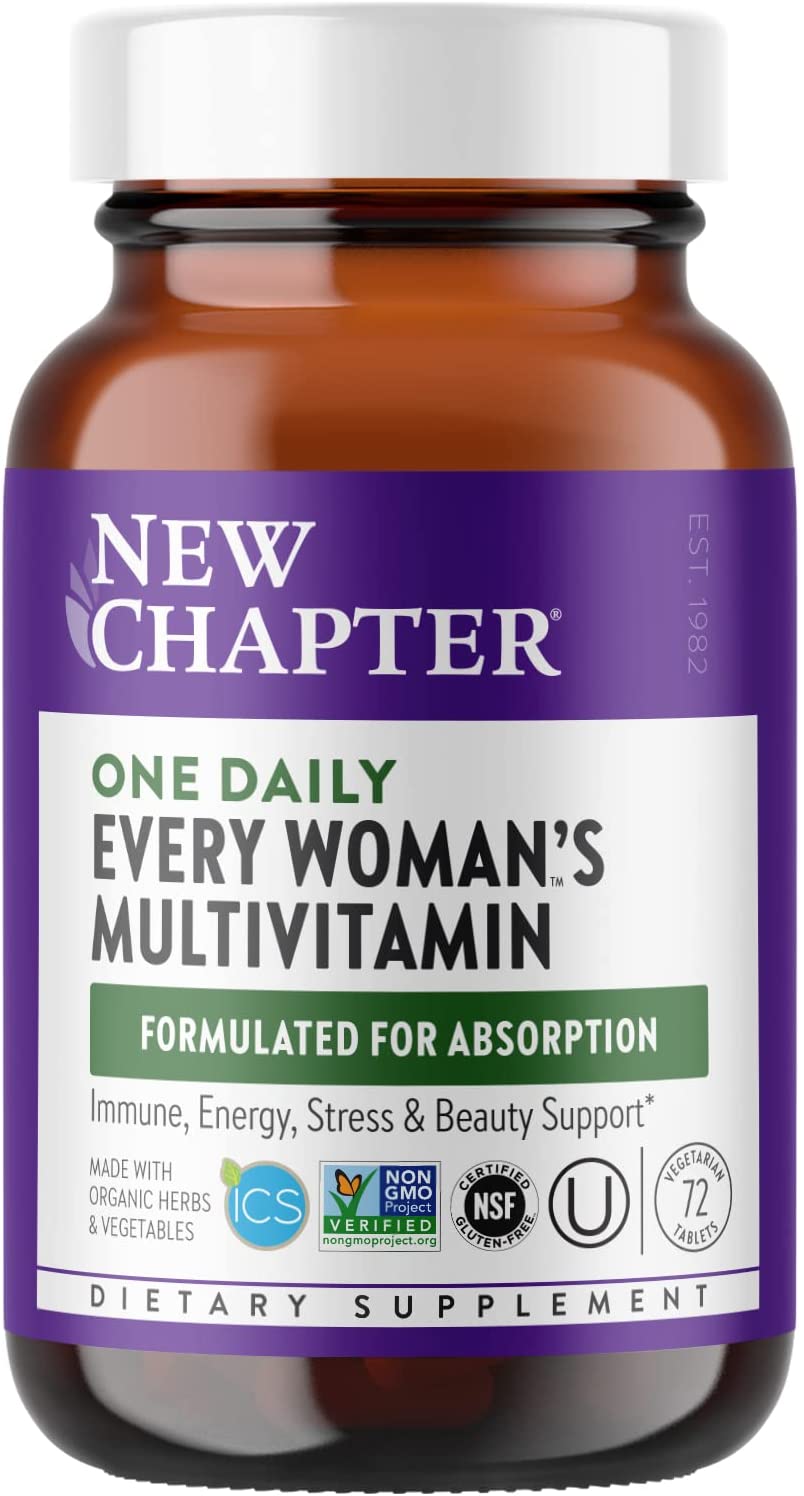New Chapter Women’s Multivitamin + Immune, Energy & Stress Support – Every Woman’s One Daily with Fermented Probiotics & Whole Foods + Vitamin D3 + Biotin + Organic Non-GMO ingredients- 72 ct