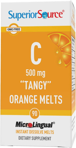 Superior Source Vitamin C 500 mg Sublingual Tablets - Buffered VIT C Tangy Orange Melts - Immune System Booster, Energy Vitamins - 90 Count