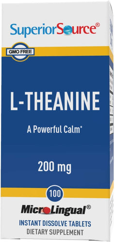 Superior Source L-Theanine 200 mg, Under The Tongue Quick Dissolve Sublingual Tablets, 100 Ct, Promotes Relaxation & Facilities Restful Sleep, Non-GMO