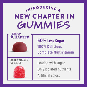 New Chapter Kids Multivitamin Gummies - 50% Less Sugar, Kids Gummy Vitamins with Vitamins C, D3 & Zinc, Non-GMO, Gluten Free, Berry-Citrus, 60ct