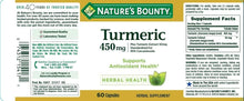 Load image into Gallery viewer, Nature&#39;s Bounty Turmeric Curcumin Caps, 60 ct, Green (15417)