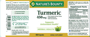 Nature's Bounty Turmeric Curcumin Caps, 60 ct, Green (15417)