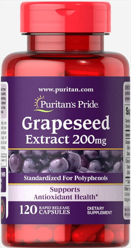 Puritans Pride Grapeseed Extract 200 Mg Capsules, 120 Count