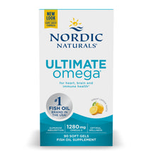 Load image into Gallery viewer, Nordic Naturals Ultimate Omega, Lemon Flavor - 1280 mg Omega-3-90 Soft Gels - High-Potency Omega-3 Fish Oil Supplement with EPA &amp; DHA - Promotes Brain &amp; Heart Health - Non-GMO - 45 Servings