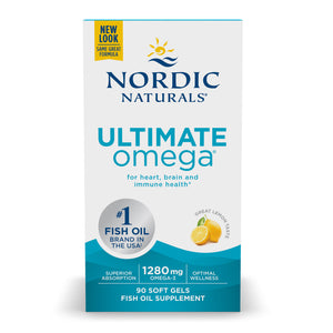 Nordic Naturals Ultimate Omega, Lemon Flavor - 1280 mg Omega-3-90 Soft Gels - High-Potency Omega-3 Fish Oil Supplement with EPA & DHA - Promotes Brain & Heart Health - Non-GMO - 45 Servings