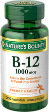 Load image into Gallery viewer, Nature&#39;s Bounty Vitamin B12, Supports Energy Metabolism, Tablets, 1000mcg, 200 Ct