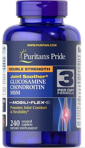 Puritans Pride Double Strength Glucosamine, Chondroitin and Msm Joint Soother, 240 Count