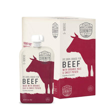 Load image into Gallery viewer, Serenity Kids Baby Food Pouches, Grass Fed Beef with Organic Kale and Sweet Potatoes, For 6+ Months, 3.5 Ounce Pouch (6 Pack)