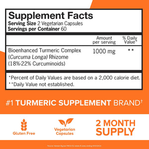Turmeric Curcumin Capsules, Qunol Turmeric 1000mg With Ultra High Absorption, Joint Support Supplement, Extra Strength Tumeric, Vegetarian Capsules, 2 Month Supply, 120 Count