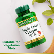 Load image into Gallery viewer, Nature’s Bounty Apple Cider Vinegar 480mg Pills, Vegetarian Supplement Plant Based, 200 Tablets
