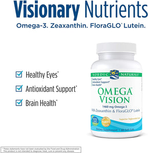 Nordic Naturals Omega Vision, Lemon - with Zeaxanthin and FloraGLO Lutein, for Healthy Eyes and Vision, 60 Count