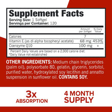 Load image into Gallery viewer, Qunol Ultra CoQ10 100mg, 3x Better Absorption, Patented Water and Fat Soluble Natural Supplement Form of Coenzyme Q10, Antioxidant for Heart Health, 120 Count Softgels