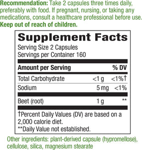 Nature's Way Beet Root, 1000 mg per serving, 320 Capsules