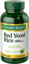 Load image into Gallery viewer, Nature&#39;s Bounty Red Yeast Rice Herbal Supplement, 600 mg Capsules