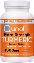 Load image into Gallery viewer, Turmeric Curcumin Capsules, Qunol Turmeric 1000mg With Ultra High Absorption, Joint Support Supplement, Extra Strength Tumeric, Vegetarian Capsules, 2 Month Supply, 120 Count