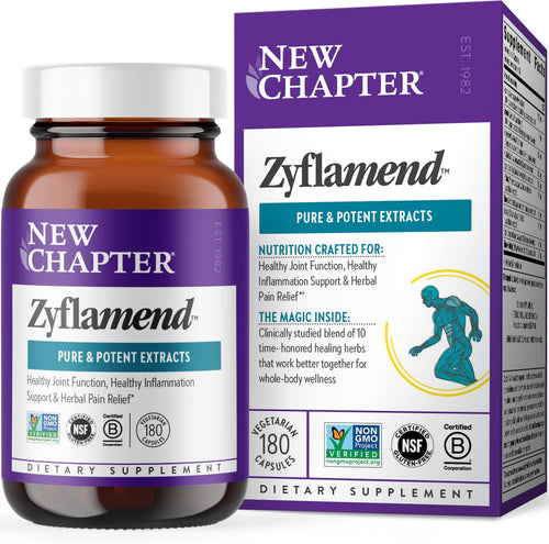 New Chapter Multi-Herbal Pain Reliever+ Joint Supplement, Zyflamend™ 10-in-1 Superfood Blend with Ginger & Turmeric for Healthy Inflammation Response & Herbal Pain Relief+, 180 Count