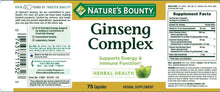 Load image into Gallery viewer, Ginseng by Nature&#39;s Bounty, Ginseng Complex Capsules Supports Vitality &amp; Immune Function, 75 Capsules
