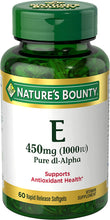 Load image into Gallery viewer, Nature&#39;s Bounty Vitamin E Rapid Release Softgels, 450 mg per Serving, 60 Count
