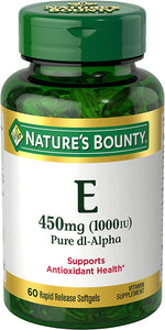 Nature's Bounty Vitamin E Rapid Release Softgels, 450 mg per Serving, 60 Count