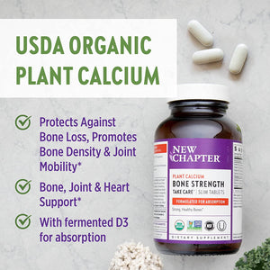 New Chapter Calcium Supplement – Bone Strength Organic Plant Calcium with Vitamin K2 + D3 + Magnesium, Vegetarian, Gluten Free - 120 Count