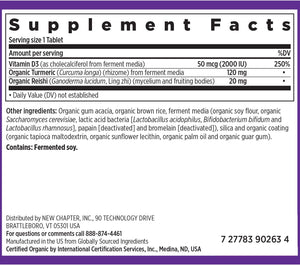 New Chapter Vitamin D3, Fermented Vitamin D3 2,000 IU, Organic, ONE Daily + Whole-Food Herbs, Adaptogenic Reishi Mushroom for Immune Support, Bone & Heart Health, 100% Vegetarian, Gluten-Free-60 count