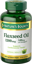 Load image into Gallery viewer, Nature&#39;s Bounty Flaxseed and Omega 3, Dietary Supplement, Supports Cardiovascular Health, 1200mg, Softgels, 125 Count